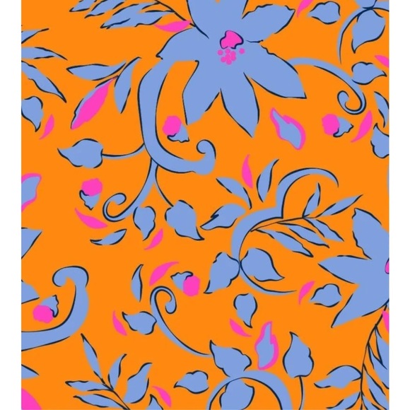 Gretchen Scott Orange Blue Pink Viviers Full Bloom Floral Print Midi Dress XXS - Picture 8 of 12